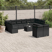 Loungeset 13-delig poly rattan zwart