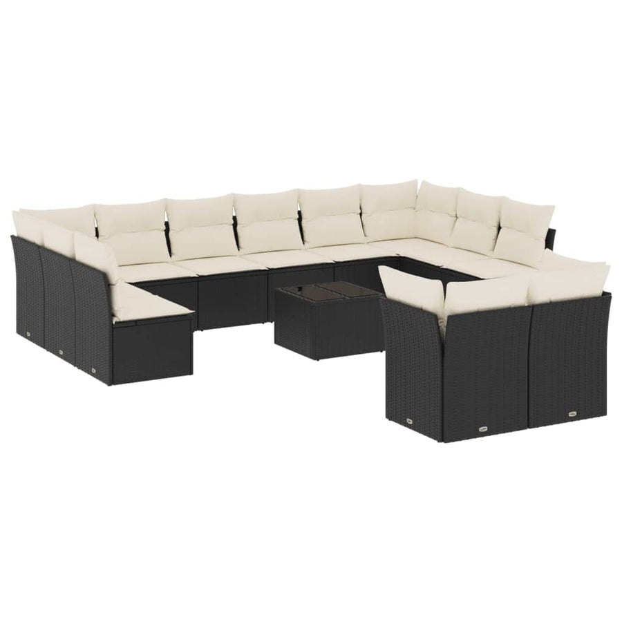 13-Delige Loungeset Met Kussens Poly Rattan Zwart