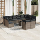 13-Delige Loungeset Met Kussens Poly Rattan Grijs