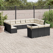 Loungeset 13-delig poly rattan zwart
