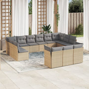 Loungeset 13-delig poly rattan beige
