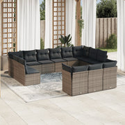 Loungeset 13-delig poly rattan grijs