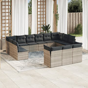 Loungeset 13-delig poly rattan lichtgrijs