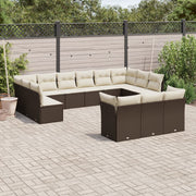 Loungeset poly rattan bruin 13-delig