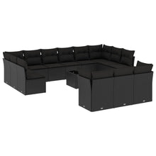 14-Delige Loungeset Met Kussens Poly Rattan Zwart