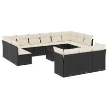 4-delige Loungeset met kussens poly rattan Zwart en crème Met tafel