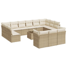 14-Delige Loungeset Met Kussens Poly Rattan Beige