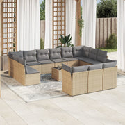 Loungeset 14-delig poly rattan beige