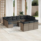 Loungeset 14-delig poly rattan grijs