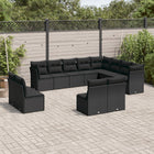 Loungeset poly rattan 12-delig zwart