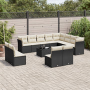 Loungeset 13-delig poly rattan zwart