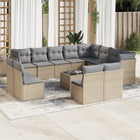 13-Delige Loungeset Met Kussens Poly Rattan Beige