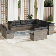 Loungeset poly rattan grijs 13-delig