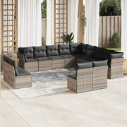 Loungeset 13-delig poly rattan lichtgrijs