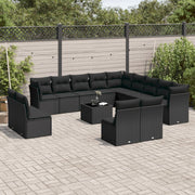 Loungeset 14-delig poly rattan zwart