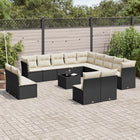 Loungeset 14-delig poly rattan zwart