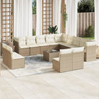 14-piece Lounge Set with Cushions Poly Rattan Beige