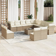 Loungeset 14-delig poly rattan beige