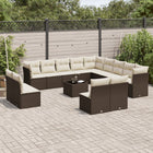 Loungeset 14-delig poly rattan bruin