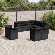 Loungeset 11-delig poly rattan zwart