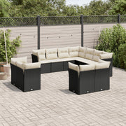 Loungeset 11-delig poly rattan zwart