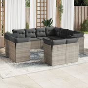 Loungeset 11-delig poly rattan grijs