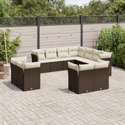Loungeset poly rattan 11-delig bruin
