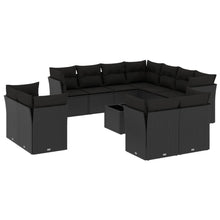 12-Delige Loungeset Met Kussens Poly Rattan Zwart
