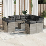 Loungeset 12-delig poly rattan lichtgrijs