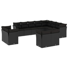 12-Delige Loungeset Met Kussens Poly Rattan Zwart