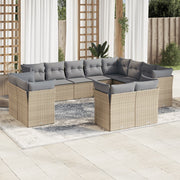 Loungeset 12-delig poly rattan beige