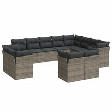 12-Delige Loungeset Met Kussens Poly Rattan Grijs