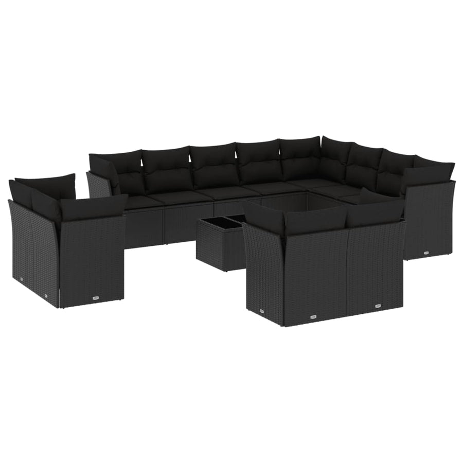 13-Delige Loungeset Met Kussens Poly Rattan Zwart