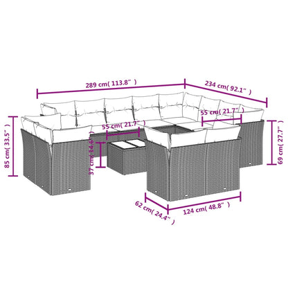 13-Delige Loungeset Met Kussens Poly Rattan Beige