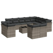13-Delige Loungeset Met Kussens Poly Rattan Grijs
