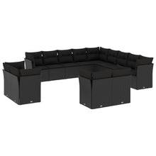 13-Delige Loungeset Met Kussens Poly Rattan Zwart