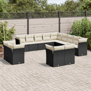 Loungeset 13-delig poly rattan zwart