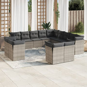 Loungeset 13-delig poly rattan grijs