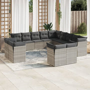 Loungeset 13-delig poly rattan lichtgrijs
