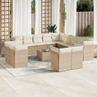 14-piece Lounge Set with Cushions Poly Rattan Beige