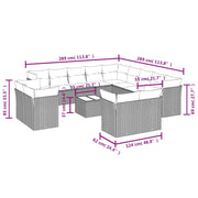 Loungeset 14-delig poly rattan beige