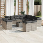 14-piece Lounge Set with Cushions poly rattan grey