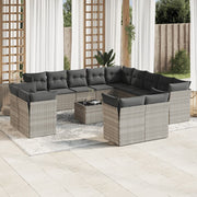 Loungeset 14-delig poly rattan lichtgrijs