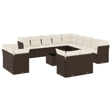 14-delige Loungeset met kussens poly rattan bruin