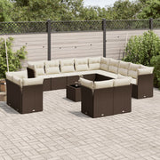 Loungeset 14-delig poly rattan bruin