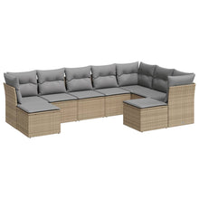 9-Delige Loungeset Met Kussens Poly Rattan Beige