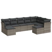9-Delige Loungeset Met Kussens Poly Rattan Grijs