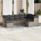 9-piece Loungeset with cushions poly rattan grey