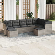 Loungeset 9-delig poly rattan lichtgrijs