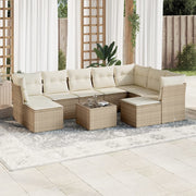 Loungeset 10-delig poly rattan beige